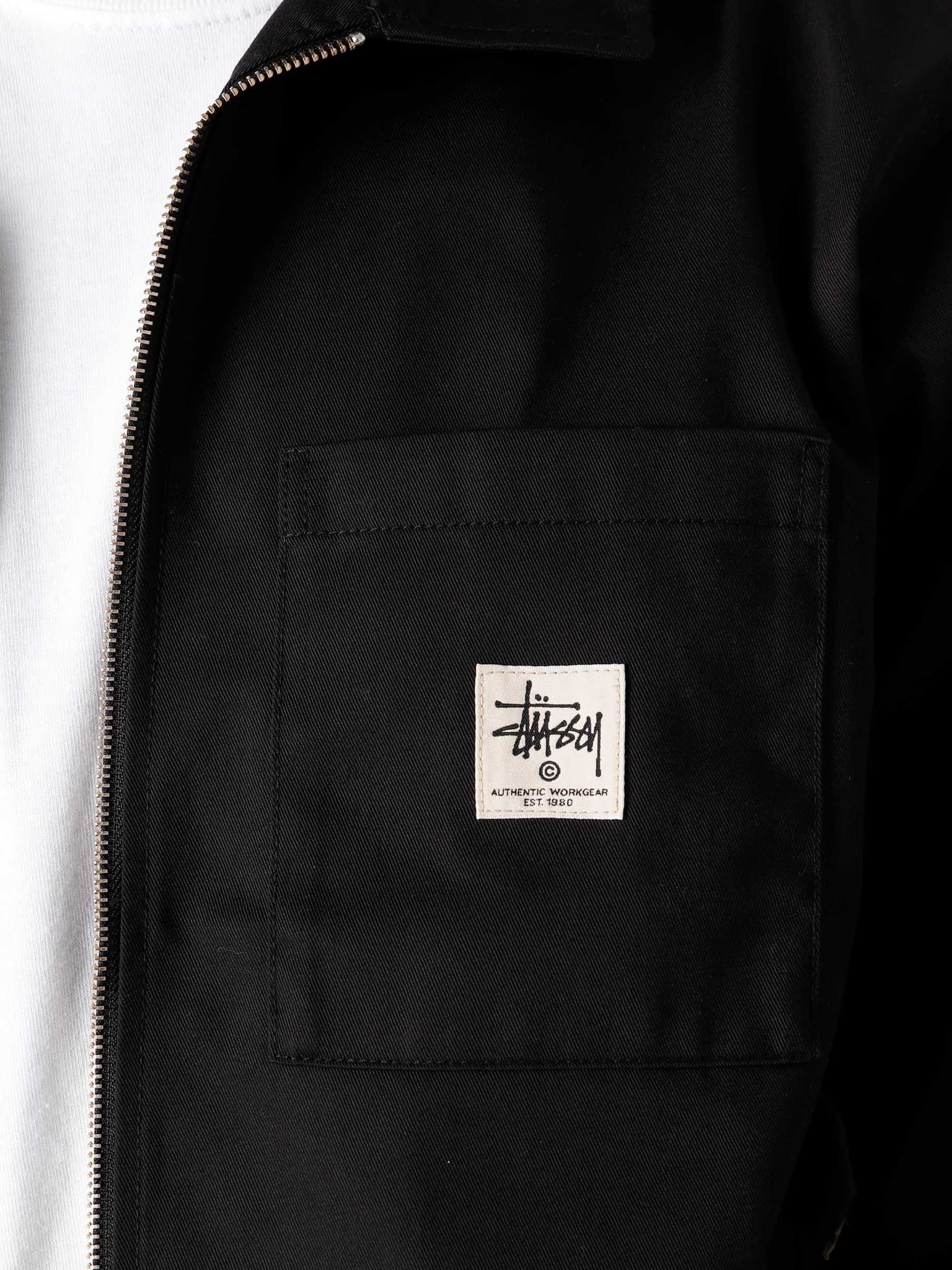 Stussy Zip Up Work Longsleeve Shirt Black - Freshcotton