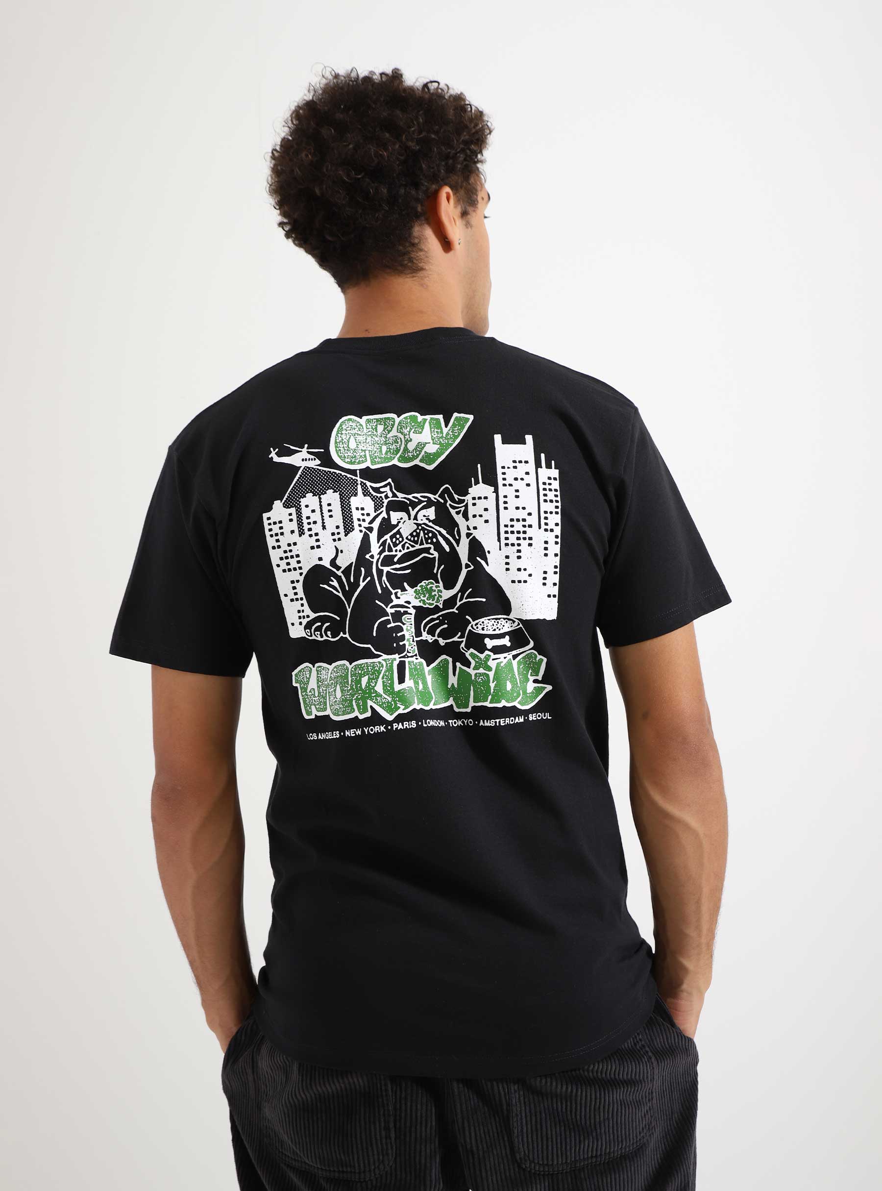 Obey City Watch Dog T-shirt Black - Freshcotton
