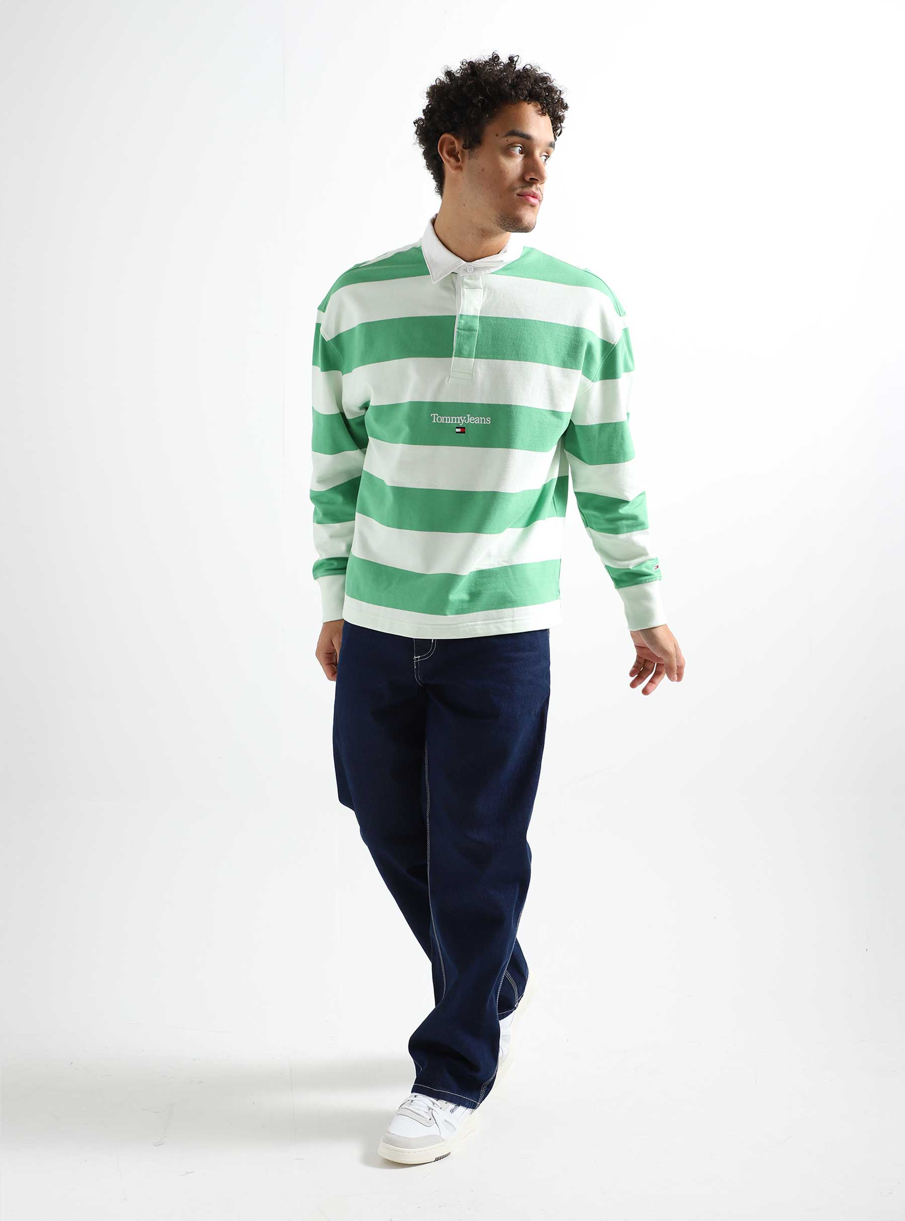 Rugby Freshcotton - Linear Green Serif Coastal Jeans Stripe Stripe TJM Tommy