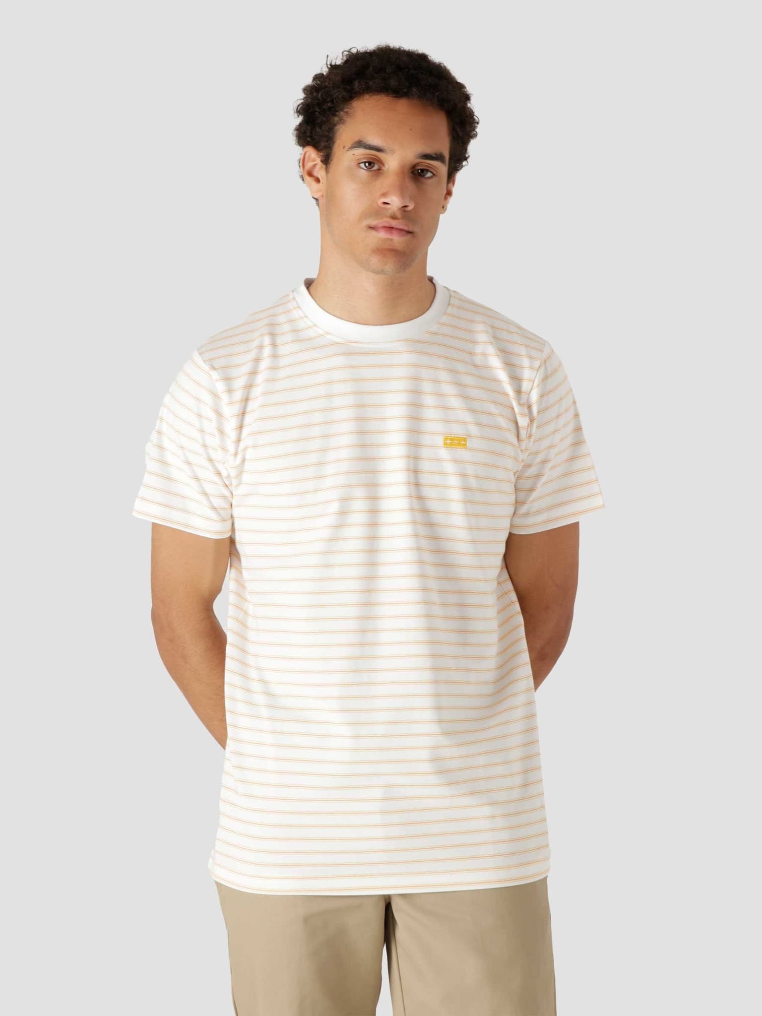 Quality Blanks QB601 Stripe T-shirt White Orange - Freshcotton