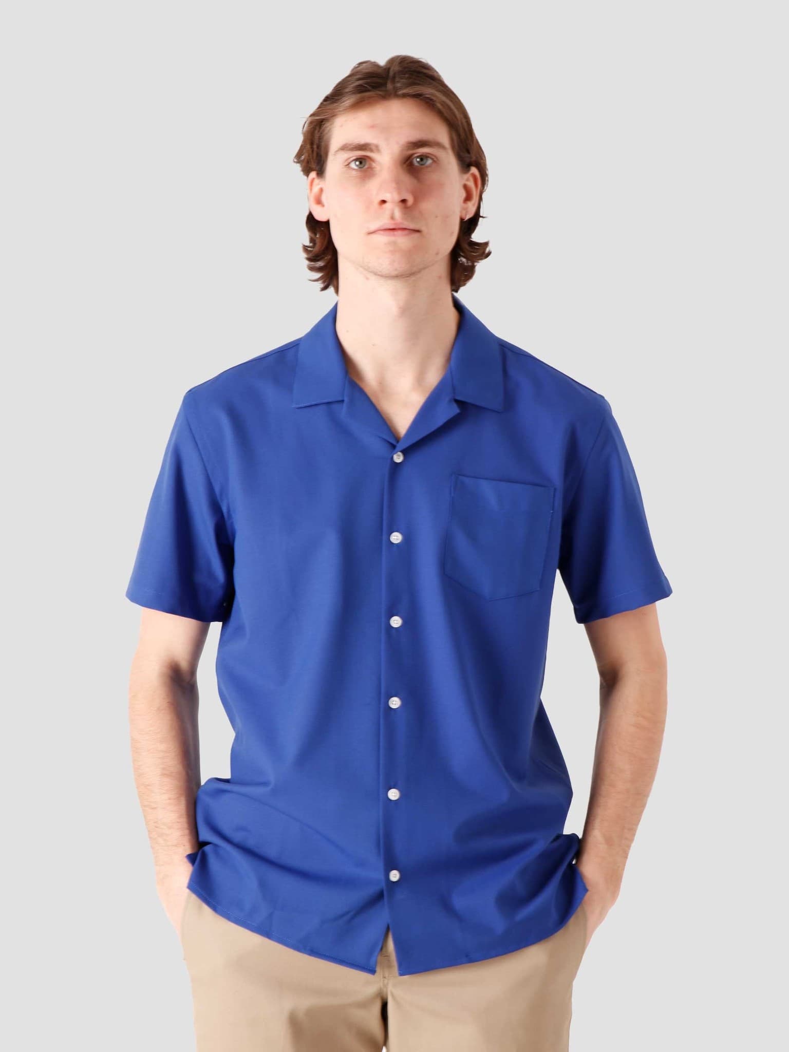 electric blue shirt