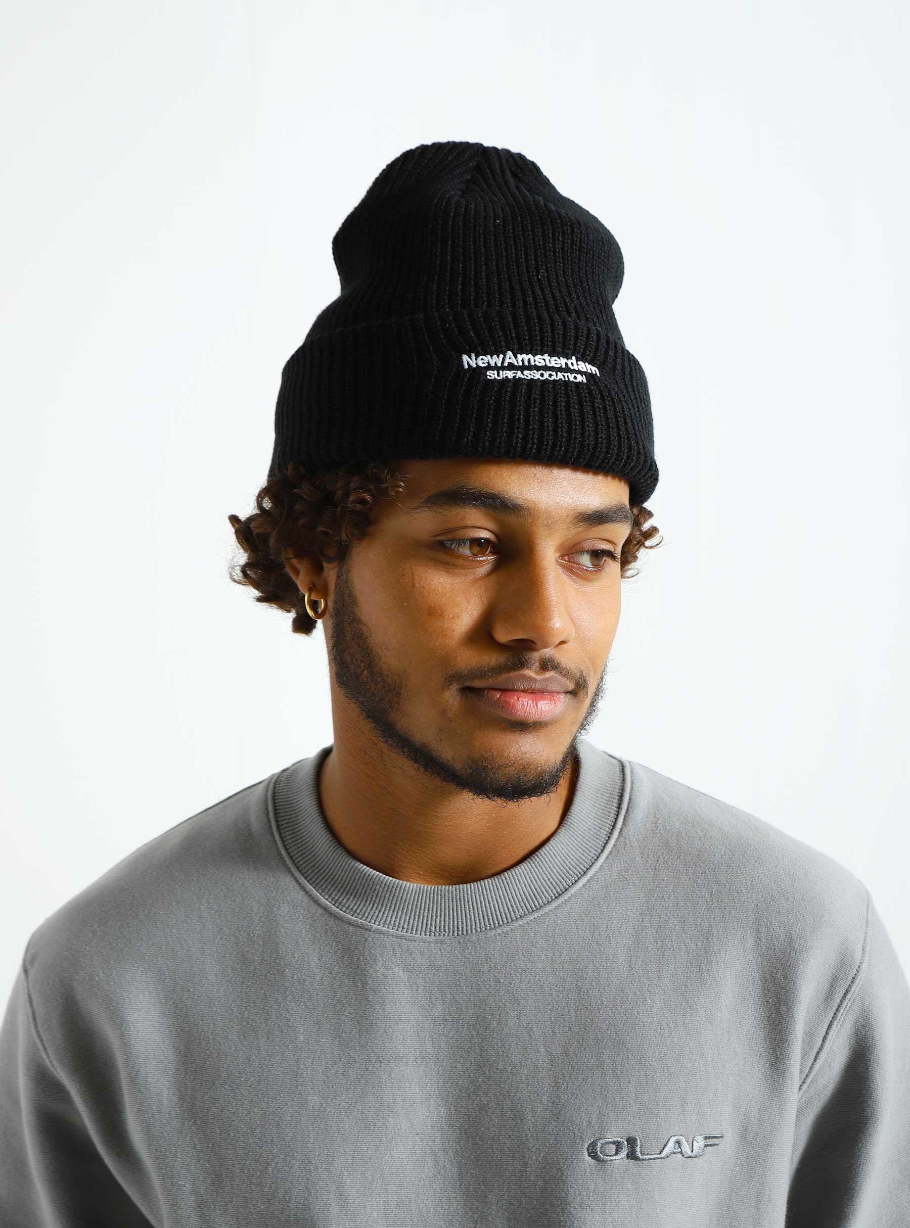 New Amsterdam Surf Association Logo Beanie Black - Freshcotton