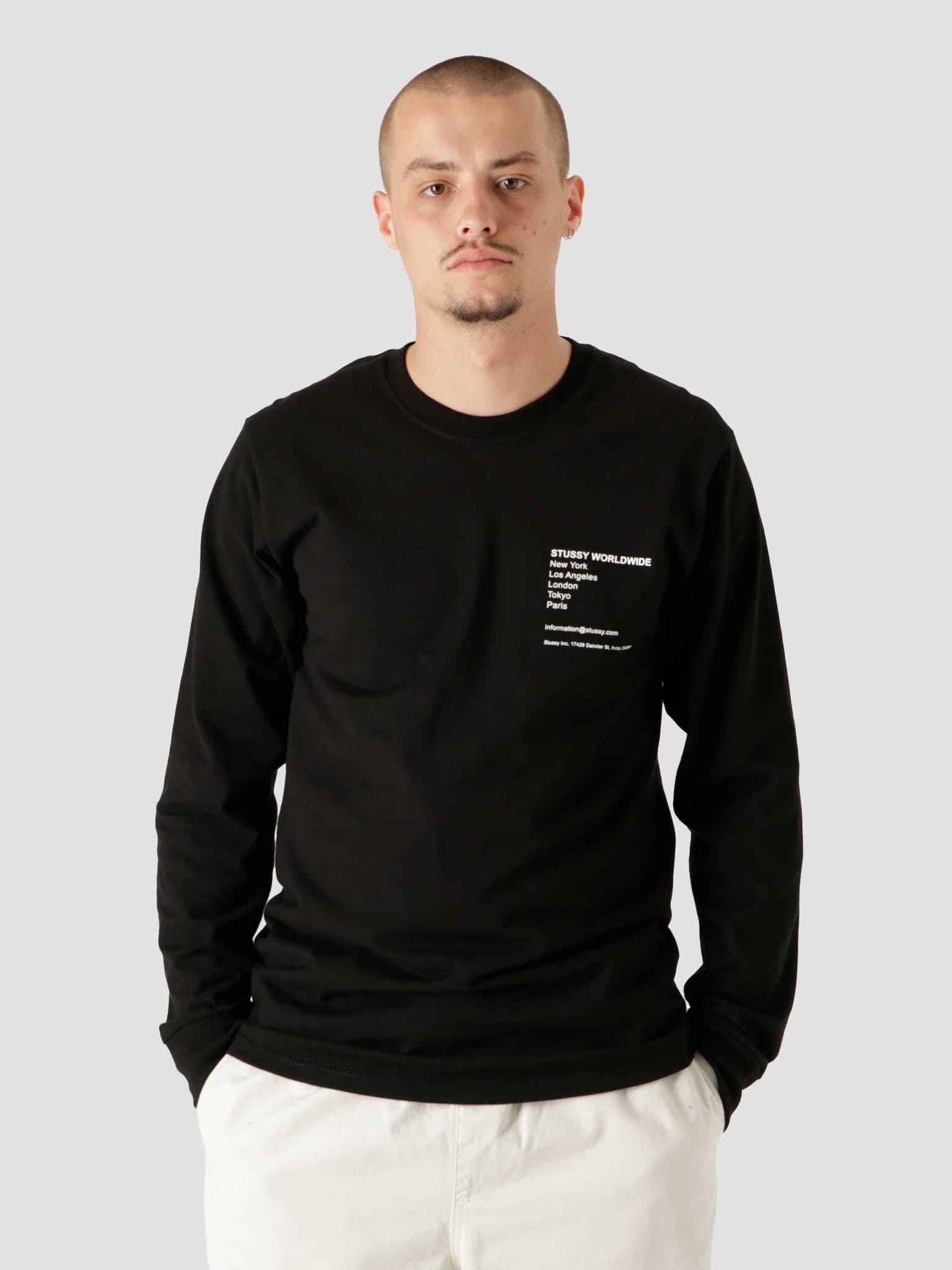 Stussy Zip Up Work Longsleeve Shirt Black - Freshcotton