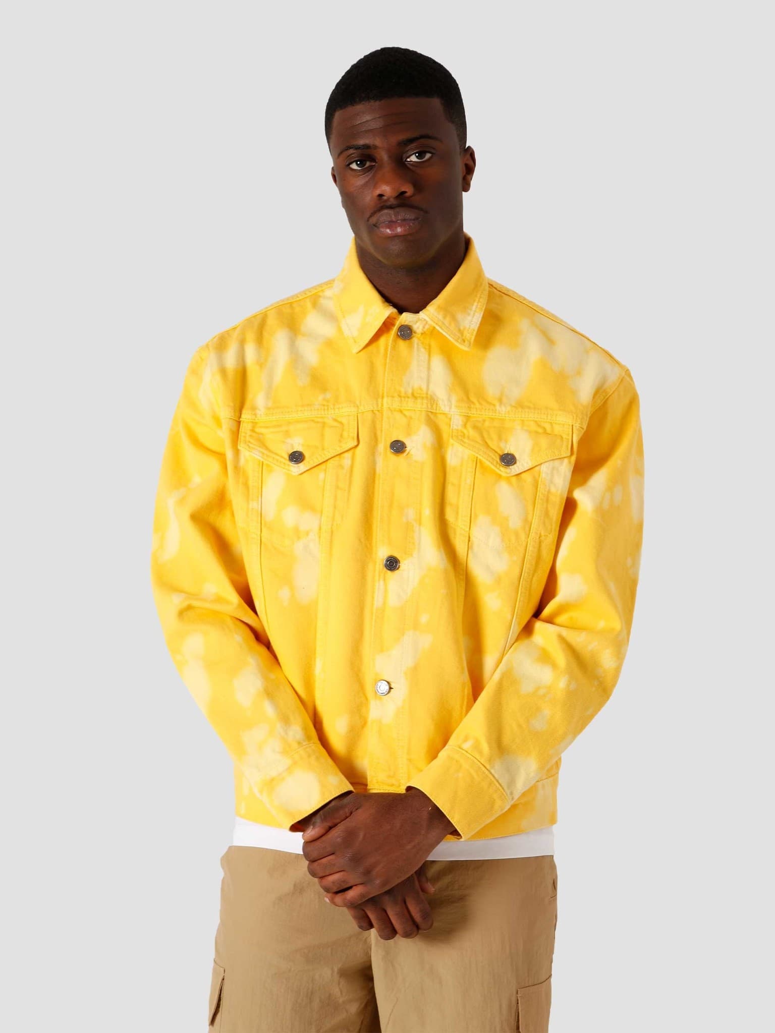 Monki denim jacket ditsy flower print in yellow | ASOS