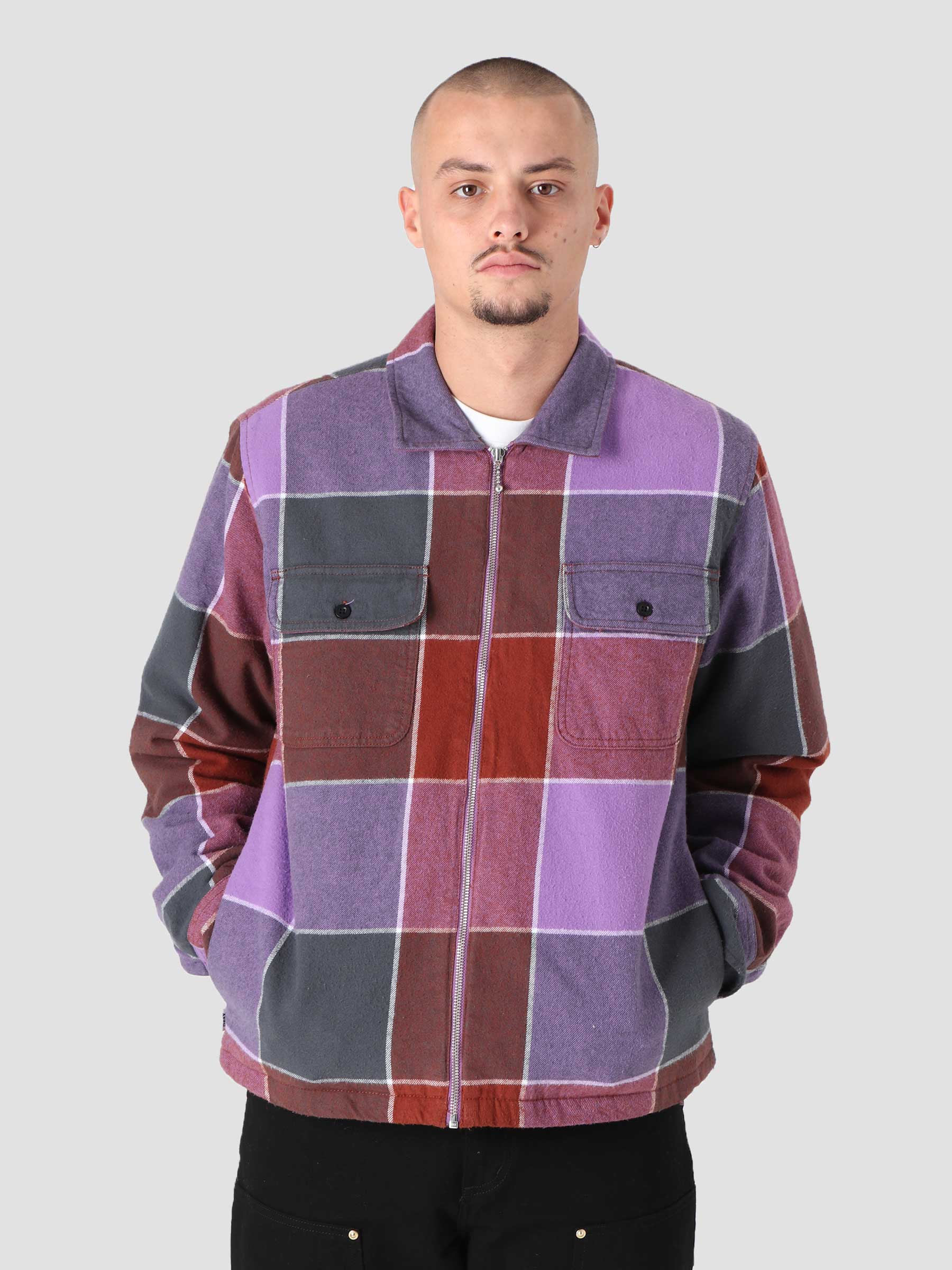 Obey Victoria Shirt Jacket Shirt Jacket Purple Multi - Freshcotton