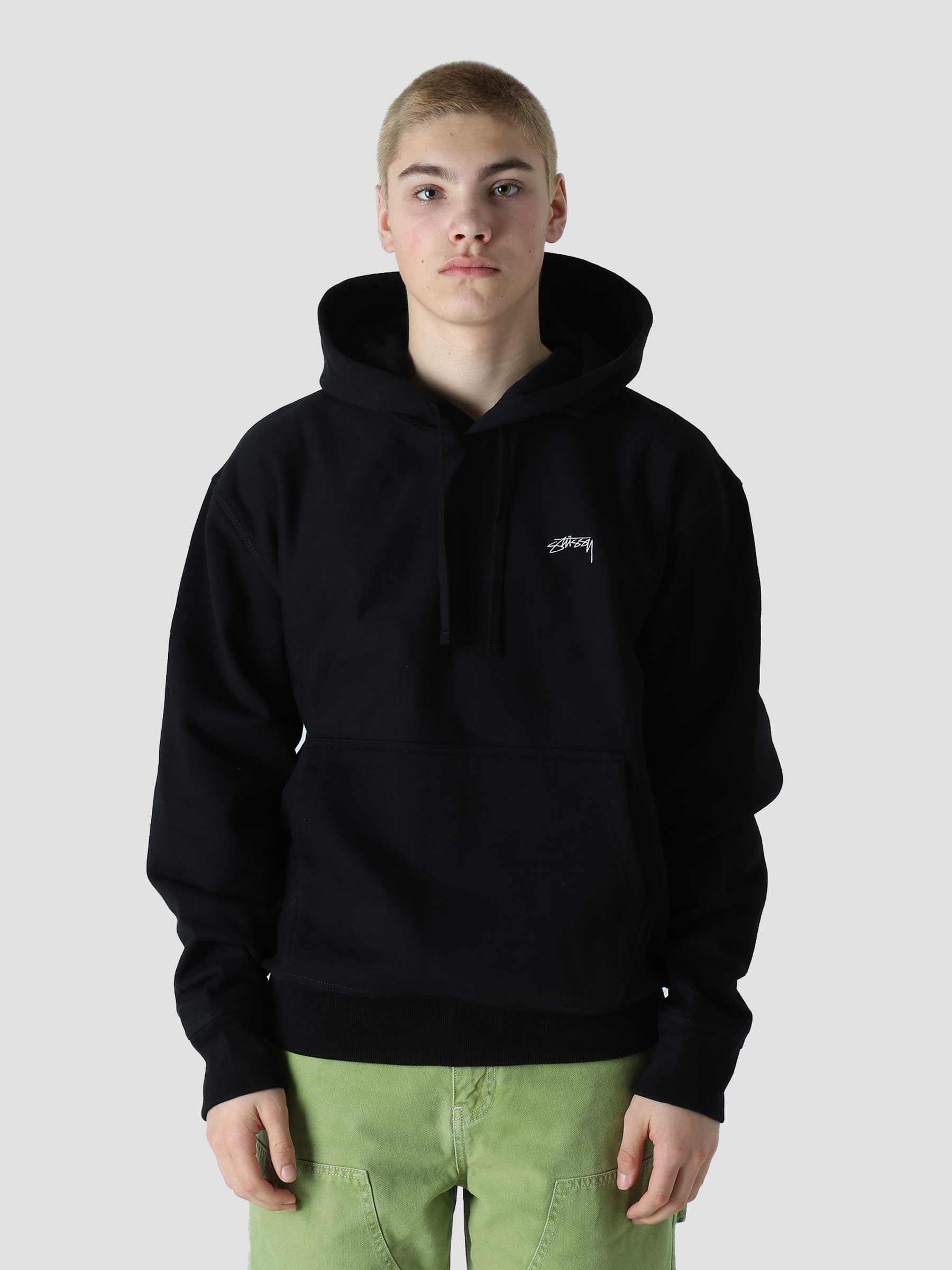 Stussy Stock Logo Hood Black - Freshcotton