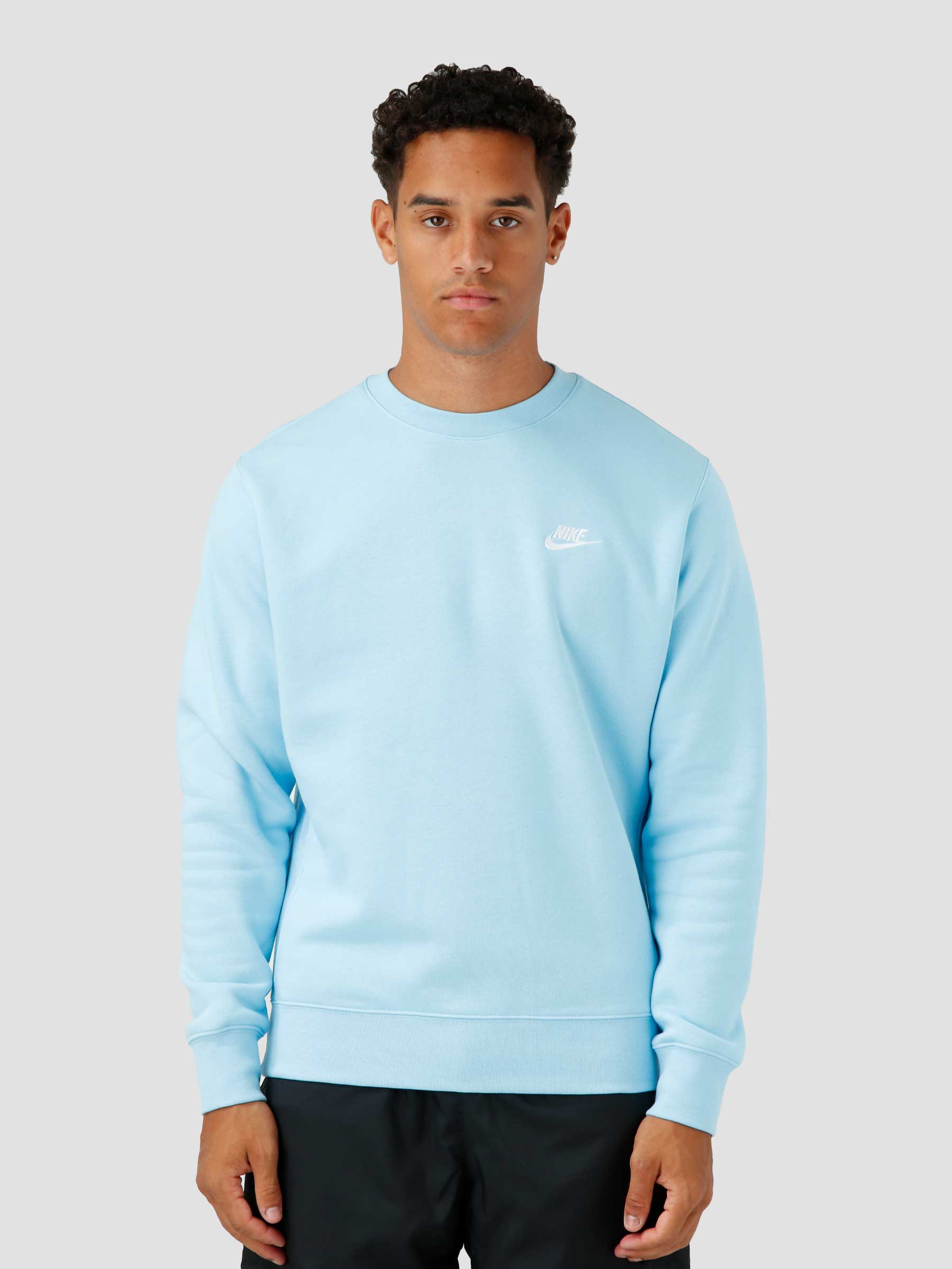 Nike NSW Club Fleece Crewneck Blue Chill White - Freshcotton