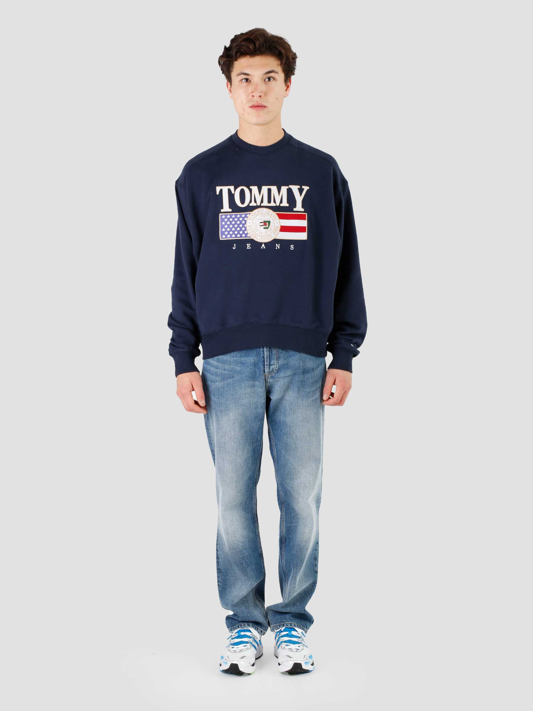 Boxy Navy Freshcotton Twilight TJ Crewneck - Luxe Tommy Jeans TJM