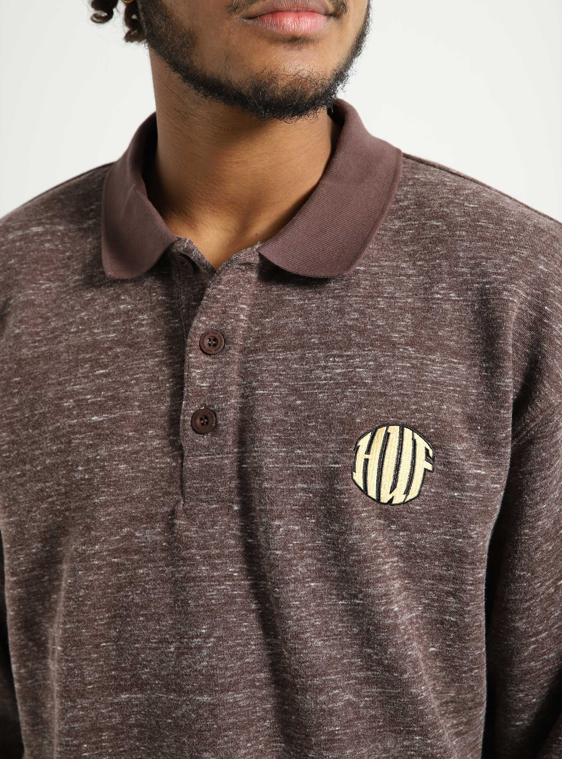 HUF Winston Polo Fleece Coffee - Freshcotton