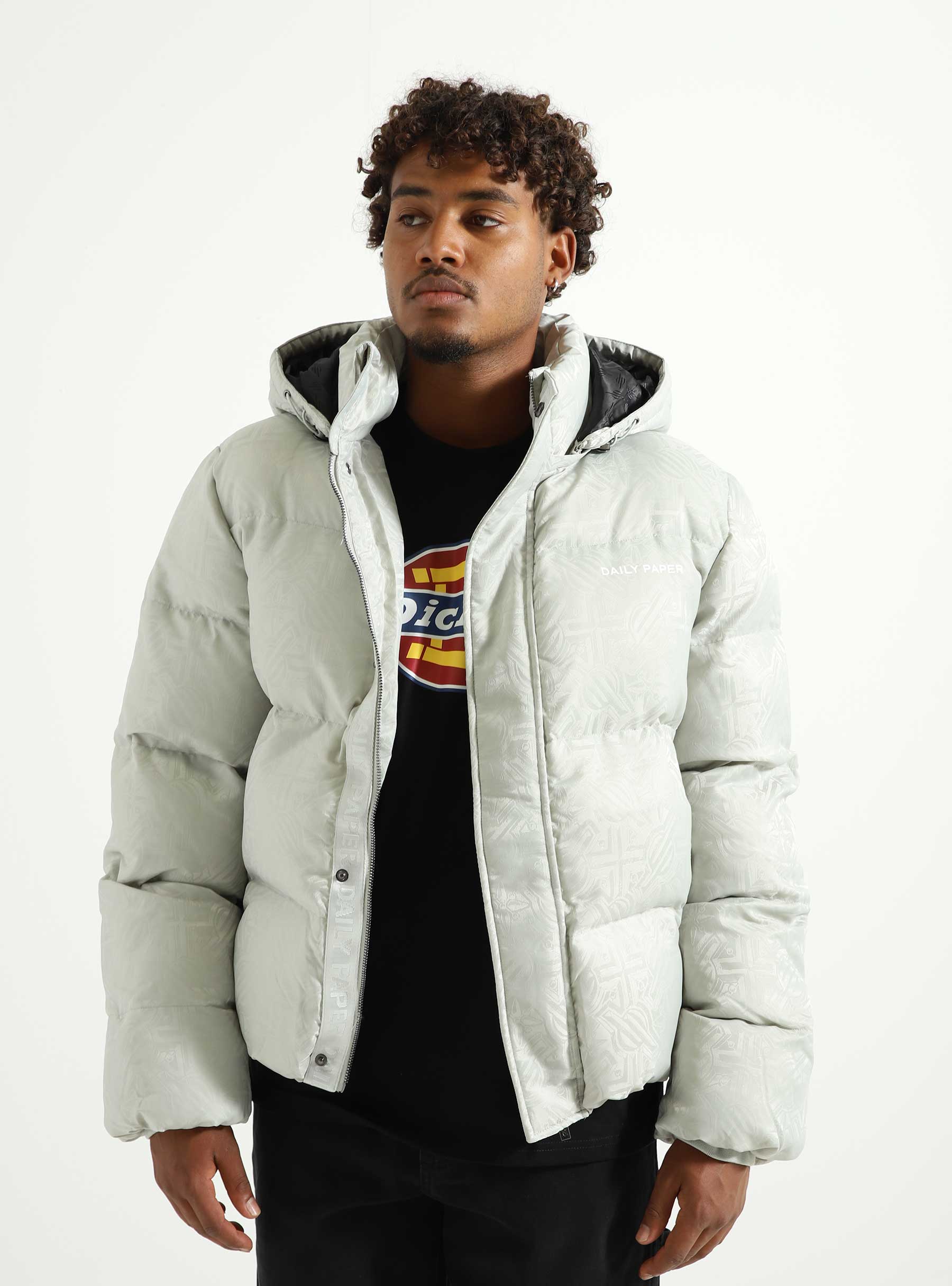 Daily Paper Ruzna Monogram Puffer Jacket In Grey