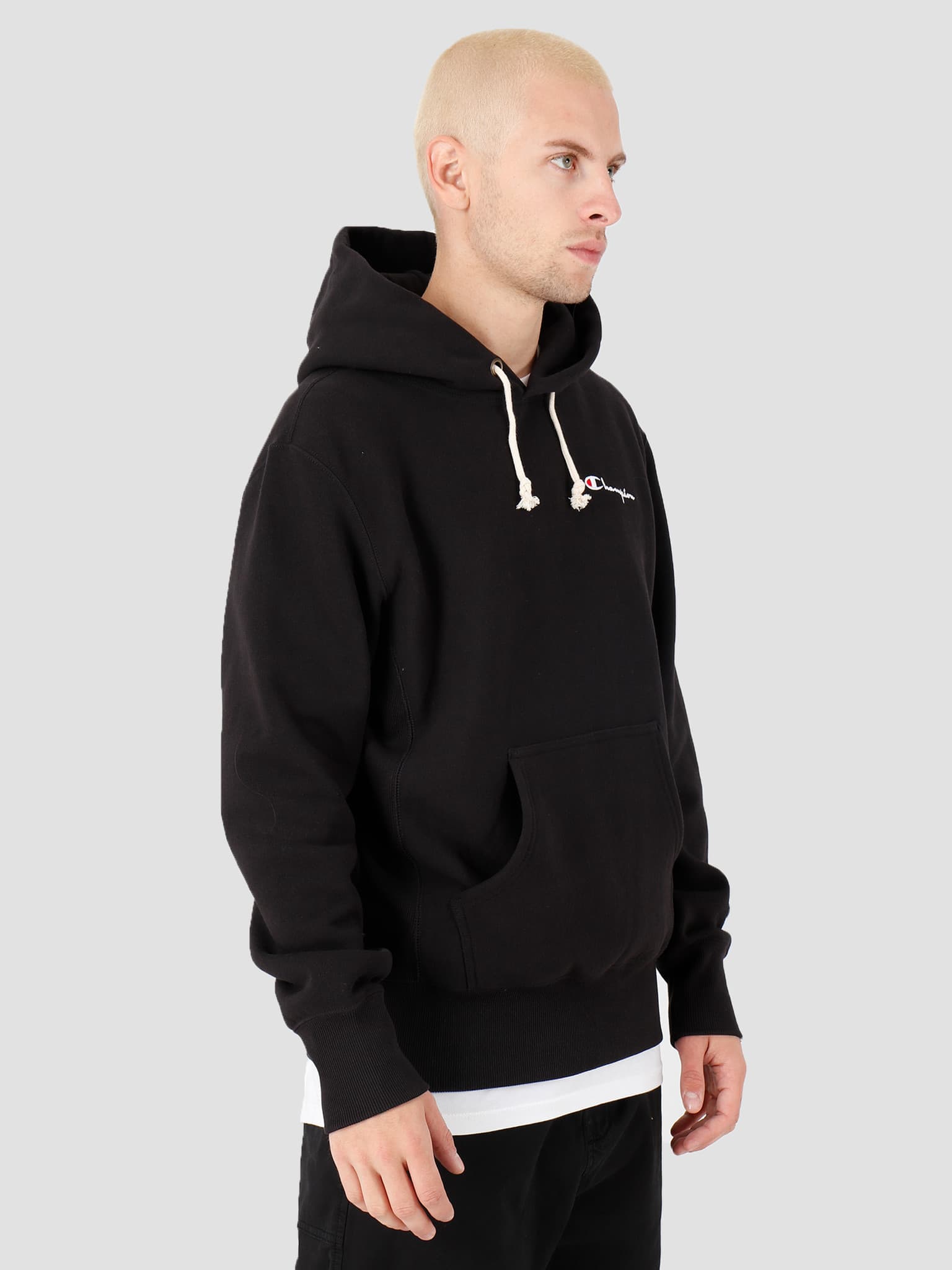 Champion reverse weave oversized hoodie with outlet small script logo in black